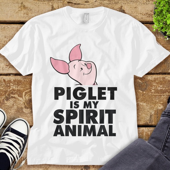 Disney Piglet Is My Spirit Animal Winnie The Pooh T-shirt Unisex Adult T-shirt - Picture 1 of 2